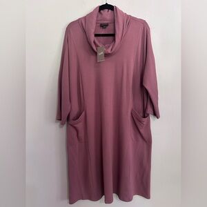 J.Jill Wearever NWT Plum Cowl Neck Pocket Dress XL Petite Office Minimalist